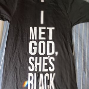 American Apparel Black Tee with White Text